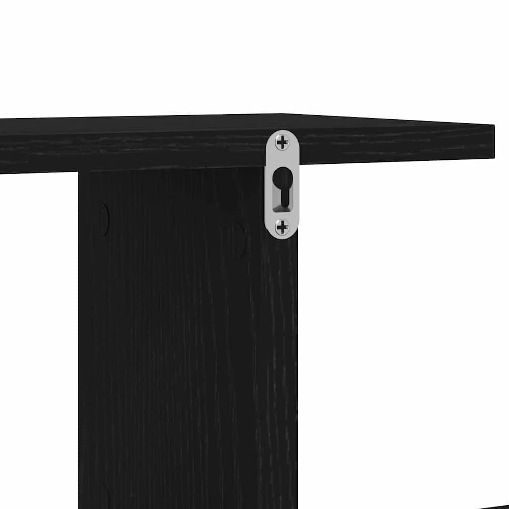 Wall Mounted TV Shelf Black Oak Effect 125 X 18 X 23 Cm