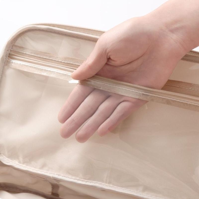 Sac de Rangement Portatif Beige pour Lingerie avec Compartiment Privé à Fermeture Éclair pour Soutiens-gorge, Chaussettes et Lingerie Délicate