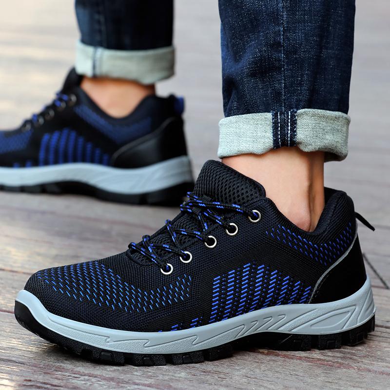 Παπούτσια Ασφαλείας για Άνδρες Γυναίκες Μεταλλικό Μύτη Αντιστατικά Αντιθραυστικά Αντιδιατρητικά Αναπνεύσιμο Άνω Μέρος Άνετα Μαλακά Παπούτσια Εξωτερικού Χώρου