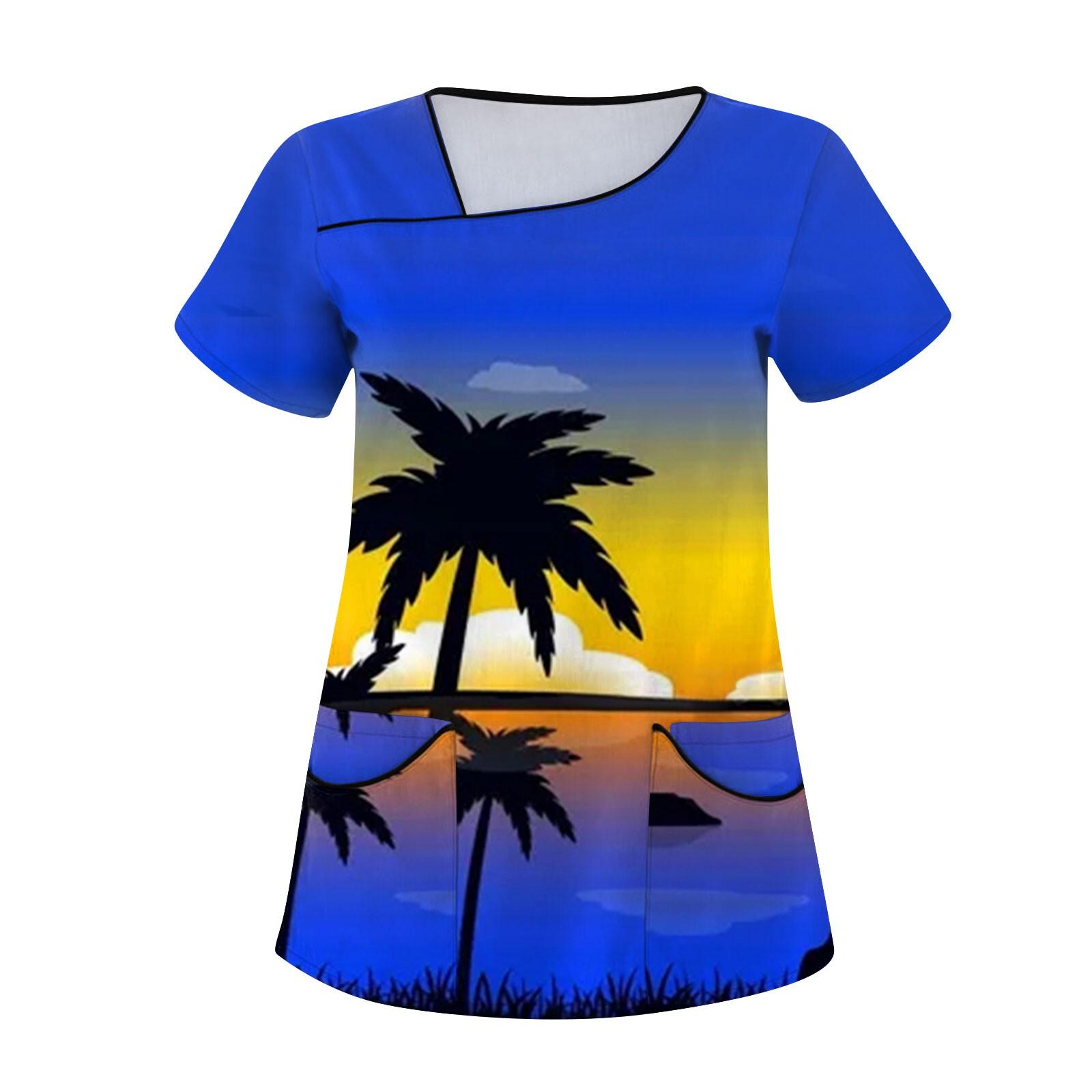 

Женский модный Гавайский комбинезон с короткими рукавами и карманами, топы, униформа L синий