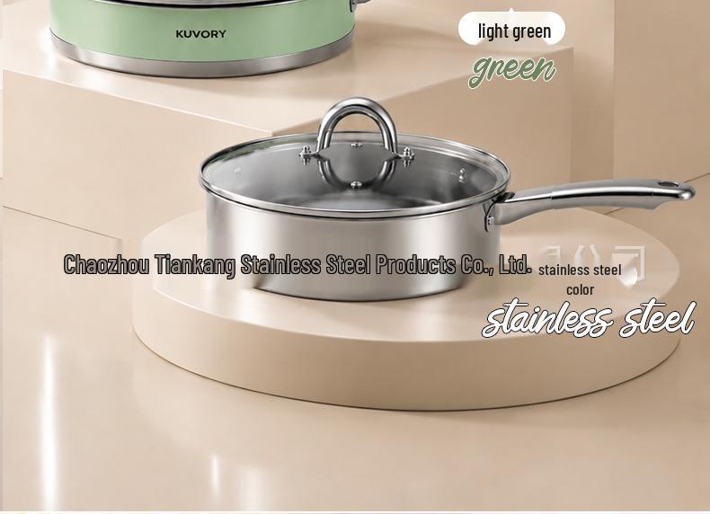 5-Piece Stainless Steel Cookware Set: Non-Stick Soup Pot, Frying Pan, and Milk Pot