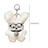Cute Plush Glasses Puppy Keychain Car Keyring Party Gift Stuffed Dogs White Bag Pendant Ornament for Women Girl Teen