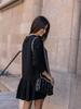Winter Langarm Home Lose Rundhals Rüschen Kleid Damen Pullover