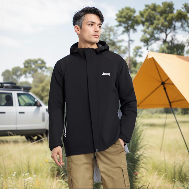 JEEP Men s Detachable Hooded Casual Jacket 3XL