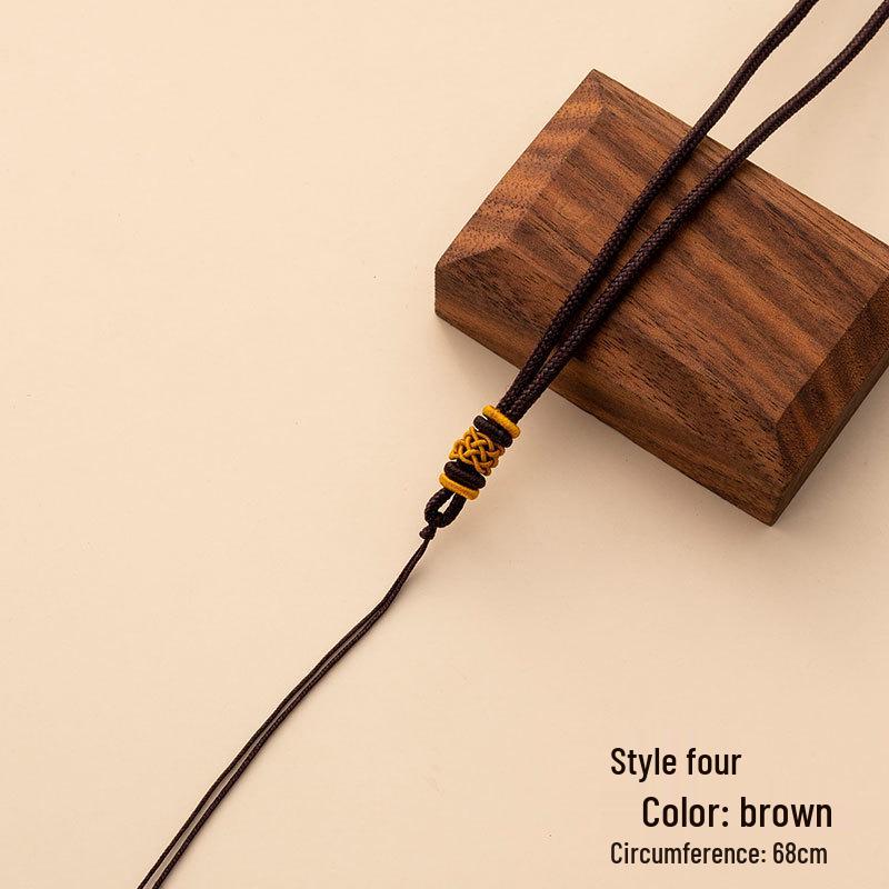 Hand-Woven Double-Loop Jade Pendant Necklace with Safety Buckle