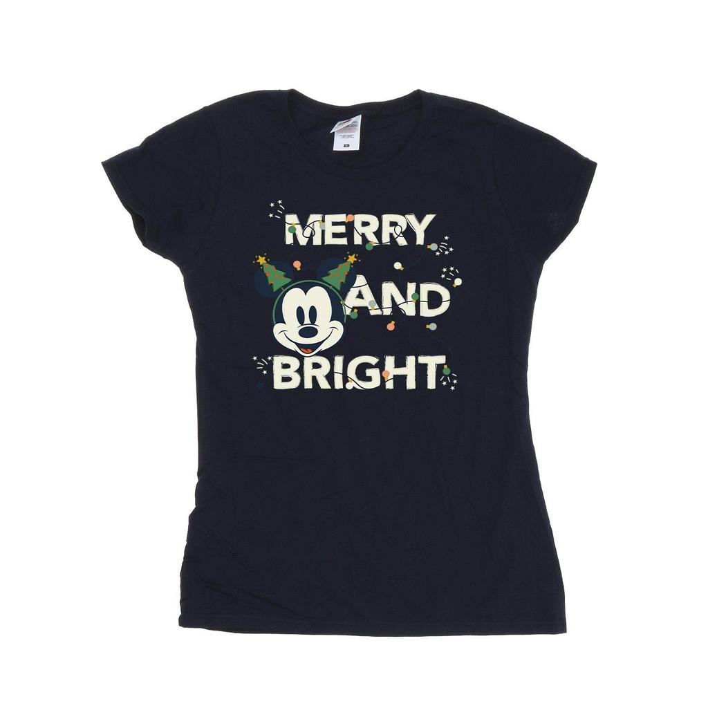 Disney Womens/Ladies Mickey Mouse Merry & Bright Cotton T-Shirt