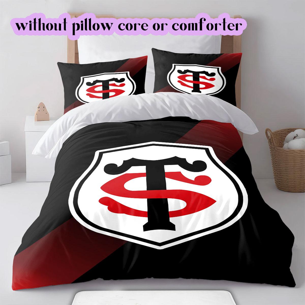 

Rugby Club Stade Toulousain Pattern Bedding,Quilt Set Quilt Cover Pillowcase Home Birthday Gift (1*duvet cover+2*pillowcase,without core) 135x200cm