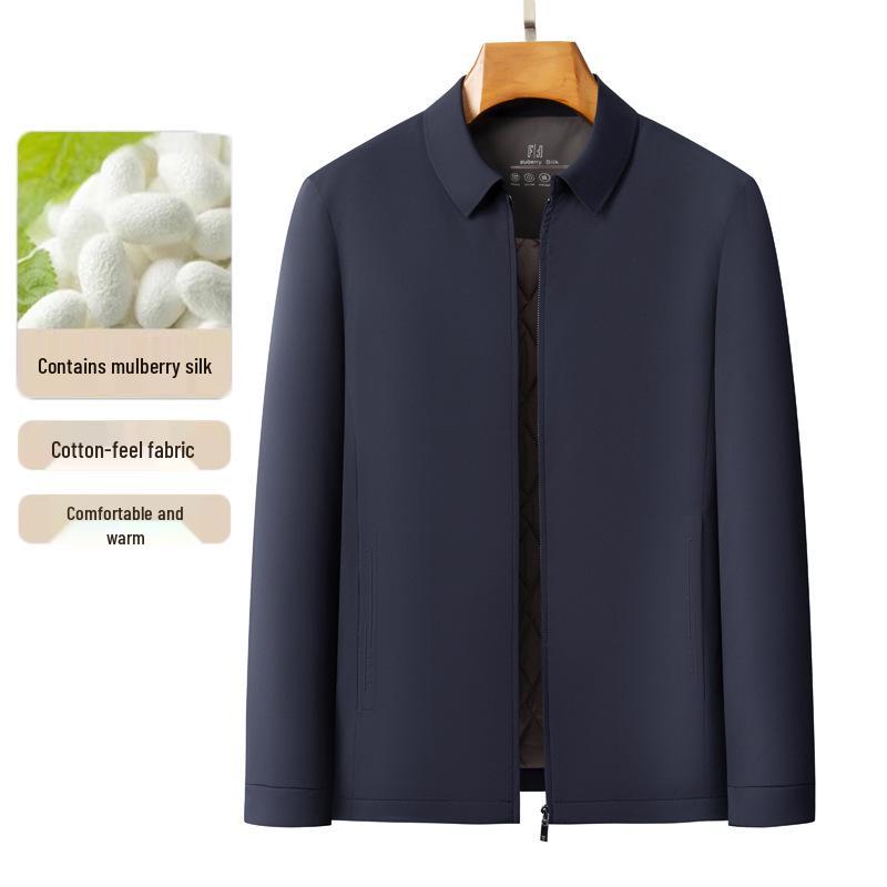 Men's Winter Thickened Business Casual Jacket with Mulberry Silk Filling