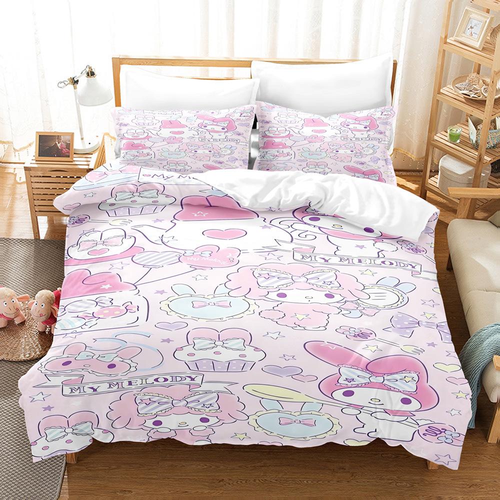 Melody Polished Four-Piece Cartoon Sanrio Autumn And Winter Warm Bedding Quilt Cover Pillowcase Mattress Sheet