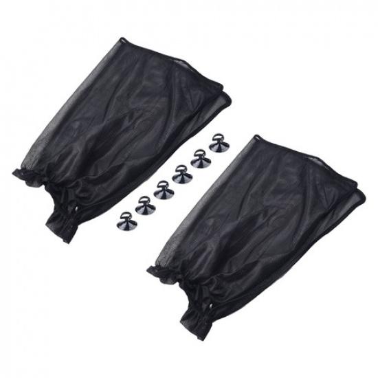 2pcs Sun Shade UV Protection Side Black Mesh Curtain With Suction Cup Kit