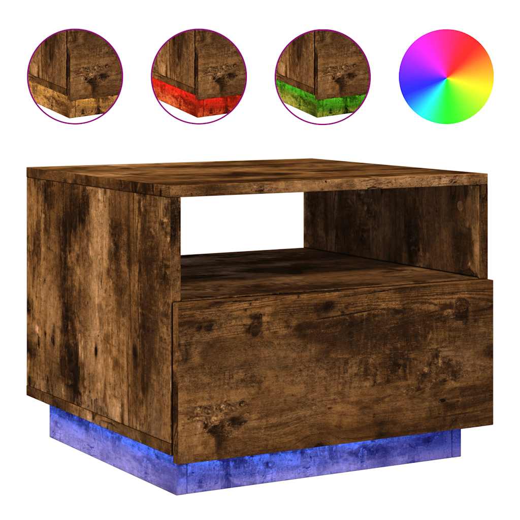 LED Coffee Table In Smoked Oak 50 X 49 X 40 Cm