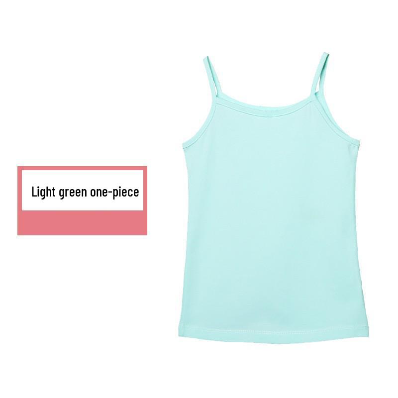 Girls' Stretchy Spaghetti Strap Vest - Summer Korean Style, Combed Cotton, Class A Kidswear