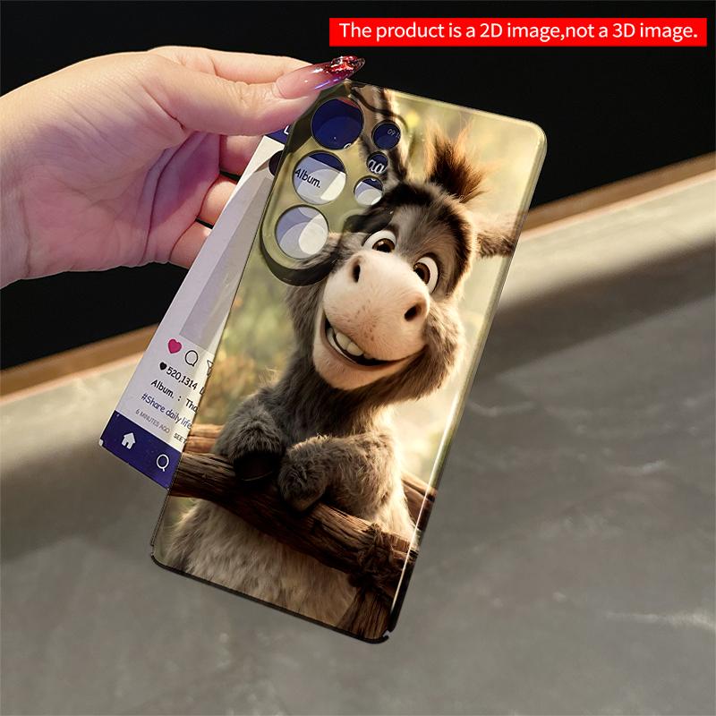 2DFlat Samsung phone case Happy Donkey Leaning on Wooden Rail Applicable to Galaxy S22 S23 S24 S25ULTRA S26 A12 A13 A14 A15 A16 A34 A35 A54 A55