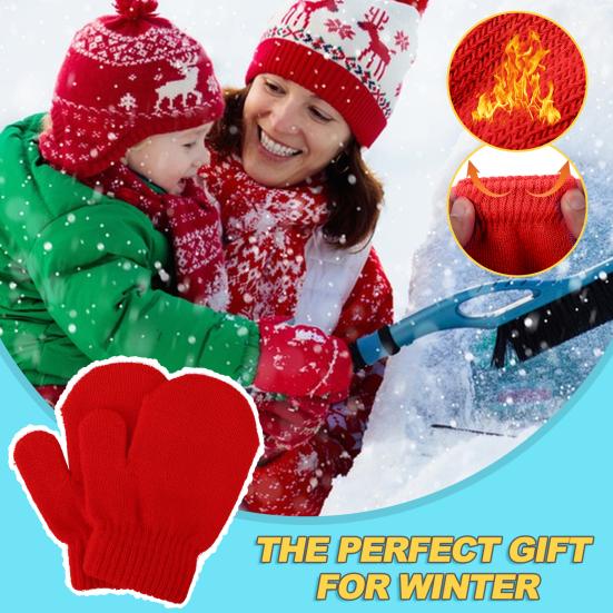 30 Pairs Toddler Winter Stretch Mittens, Solid Color Warm Kids Knit Gloves,