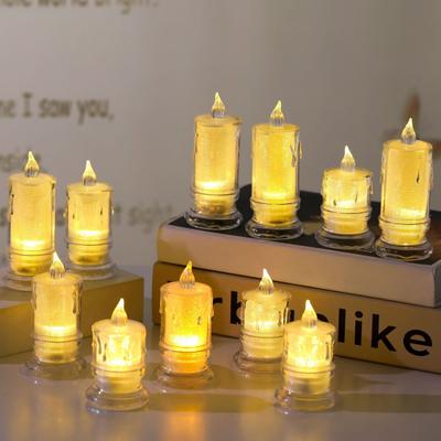 24 ks čirá elektronická svíčková lampa ovládaná jasem Blikající vysokobateriová stolní mini bezplamenová svíčková LED