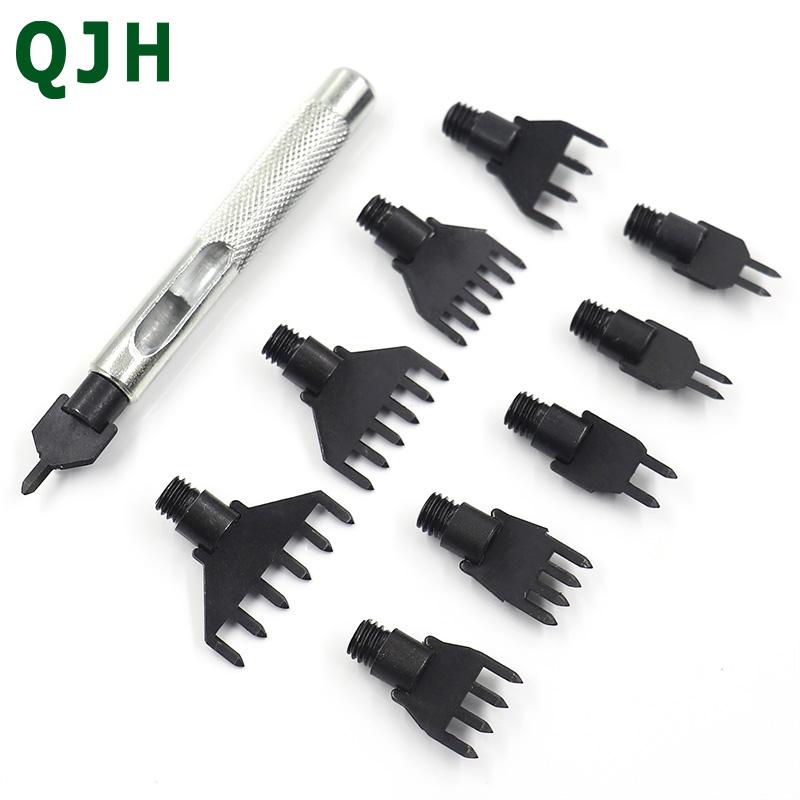1set Interchangeable Rhombus Cutting Punching Set, Sewn-stitch Diamond Chopper Straight Cut, Leather Rope Belt Puncher Tool Set