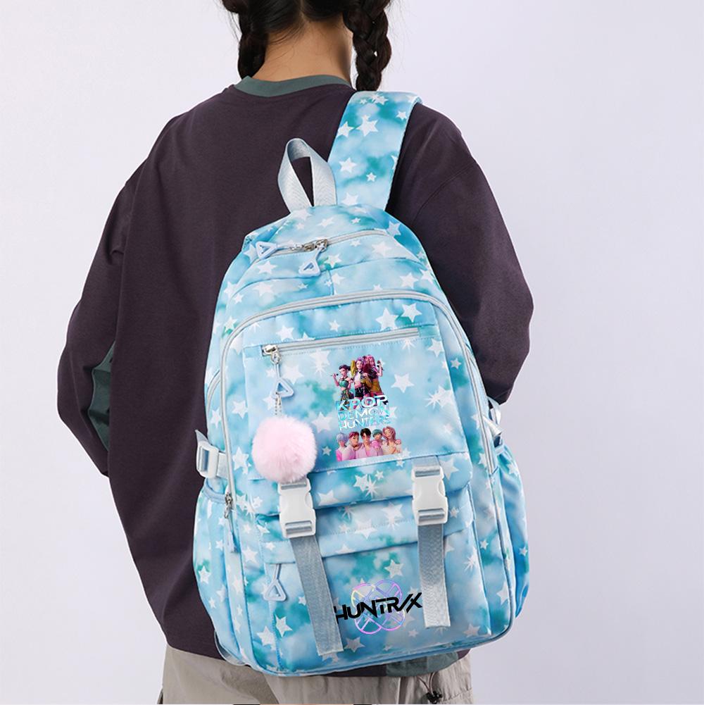 Cartoon Anime K-Pop Demon Hunters Printed Backpack Large Capacity Bookbag Laptop Unisex Student Boy Girl School Bag Large Capacity Travel Outdoor Bag