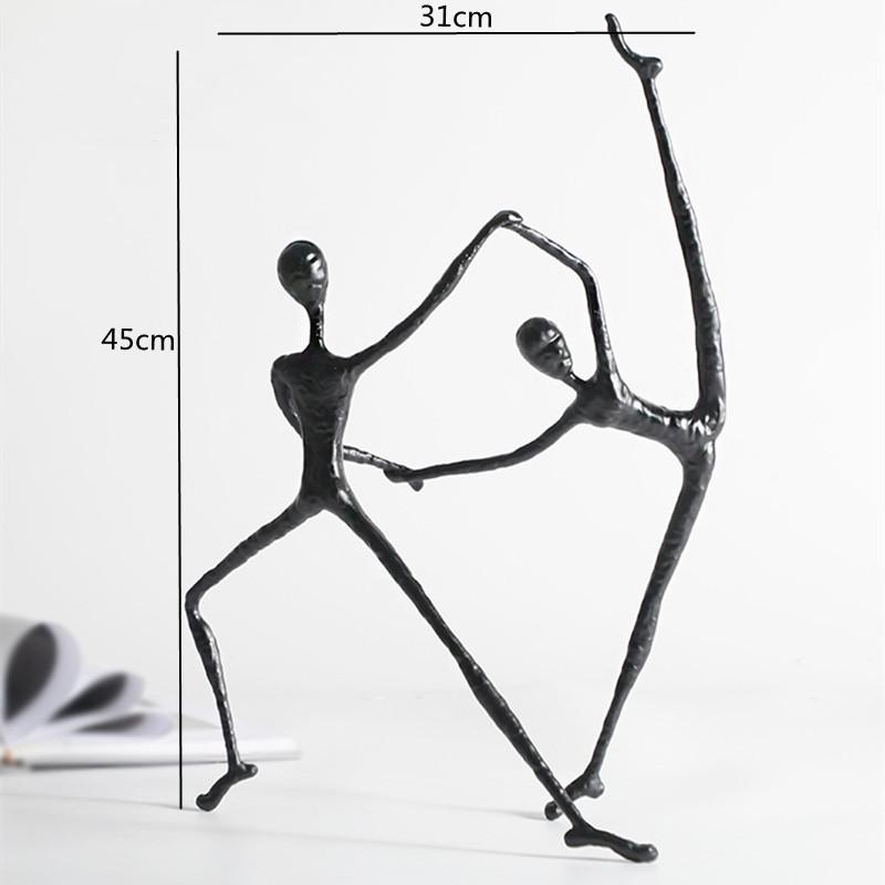 Light Luxury Black Metal Sports Figures Wrought Iron Sculpture Dance Pose Yoga Figure Living Room Decoration Home Decoration