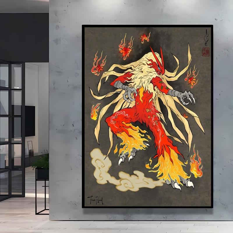 Japanese Classic Anime  Charizard Decorative Painting High Quality Canvas  Modern Home Bedroom Wall Picture Decorative
