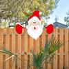 Christmas Fence Ornaments Wooden Peeking Santa Yard Decor Weatherproof Indoor Outdoor Decoration for Lawn Garden Fence