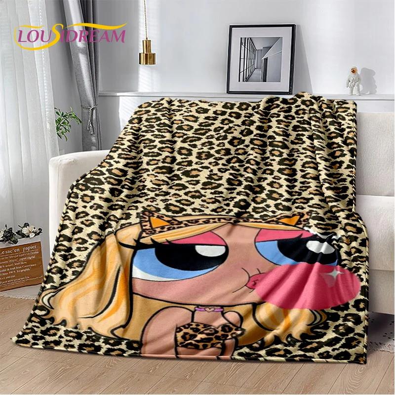 Kreskówkowy Słodki P-Powerpuff Girl Miękki Koc Flanelowy na Łóżka Sypialnia Sofa Piknik, Koc Narzuta do Przykrycia na Zewnątrz Rekreacja Drzemka Prezent