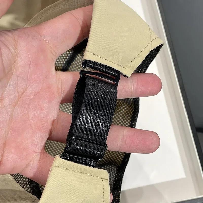 Foldable Wide Brim Ponytail Sun Hat Drawstring Adjustable Caps Women Empty Top Beach Hat Summer Quick-dry Visor Fisherman Cap