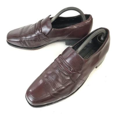90s Vintage FLORSHEIM Leather Goodyear Loafer Moccasin 9.5D 27 Brown Dress Shoes Business(USED)