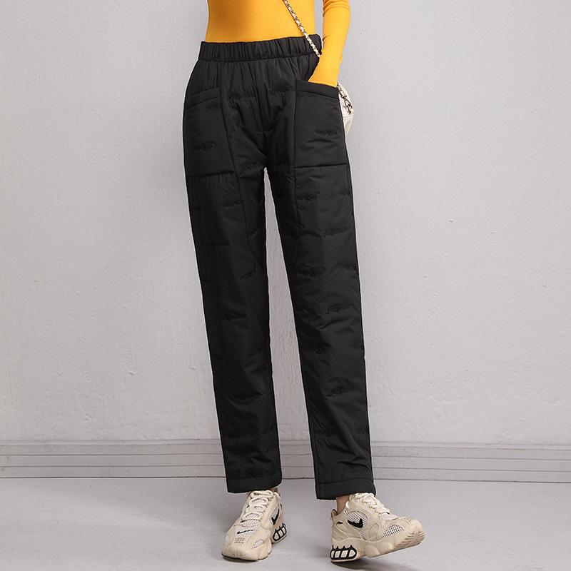 Fashionable Lightweight Downcotton Wadded Trousers For Women Winter Straight-leg Pants Loose-fit Slimming Warm Pants