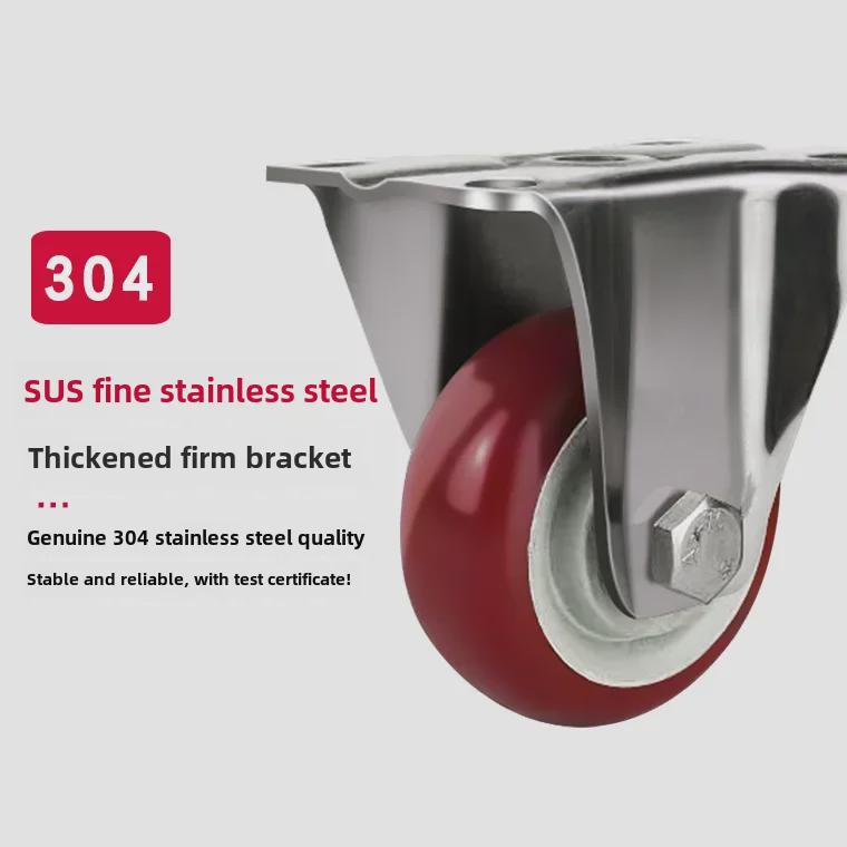 Medium 304 Stainless Steel Silent Caster Wheels with Brakes - Available In 3", 4", and 5" Sizes (Anti-Rust & Labor-Saving)