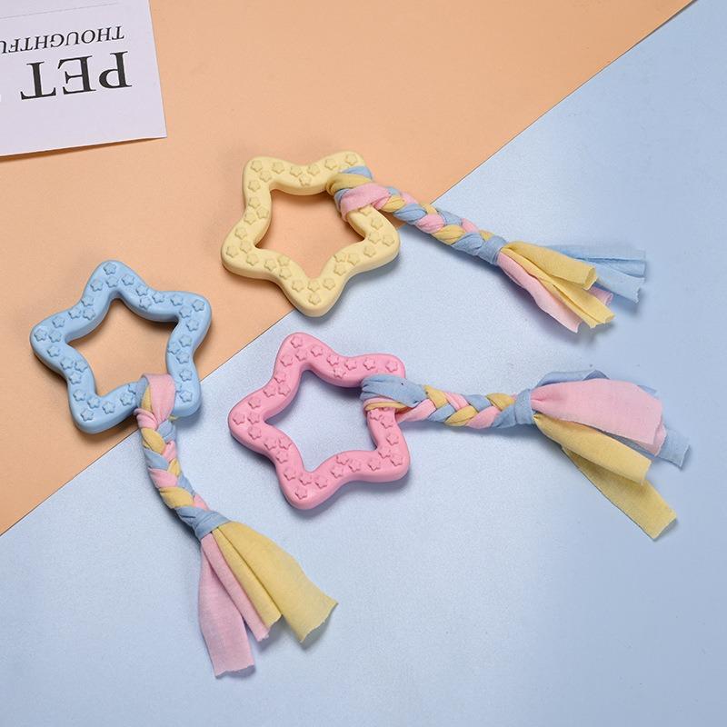 Dog TPR Candy Color Chew Toy Multi‑shape with Cloth Rope Molar Teeth Cleaning Interactive Pet Toy