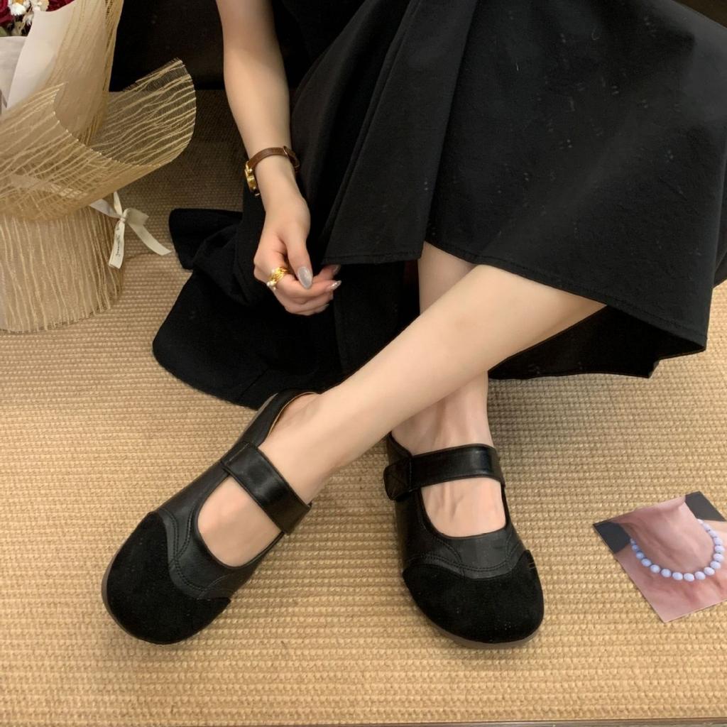 Vintage Mary Jane Schuhe Damen 2025 Sommer neue Klettverschluss Ballerinas mit Röcken Doudou Schuhe