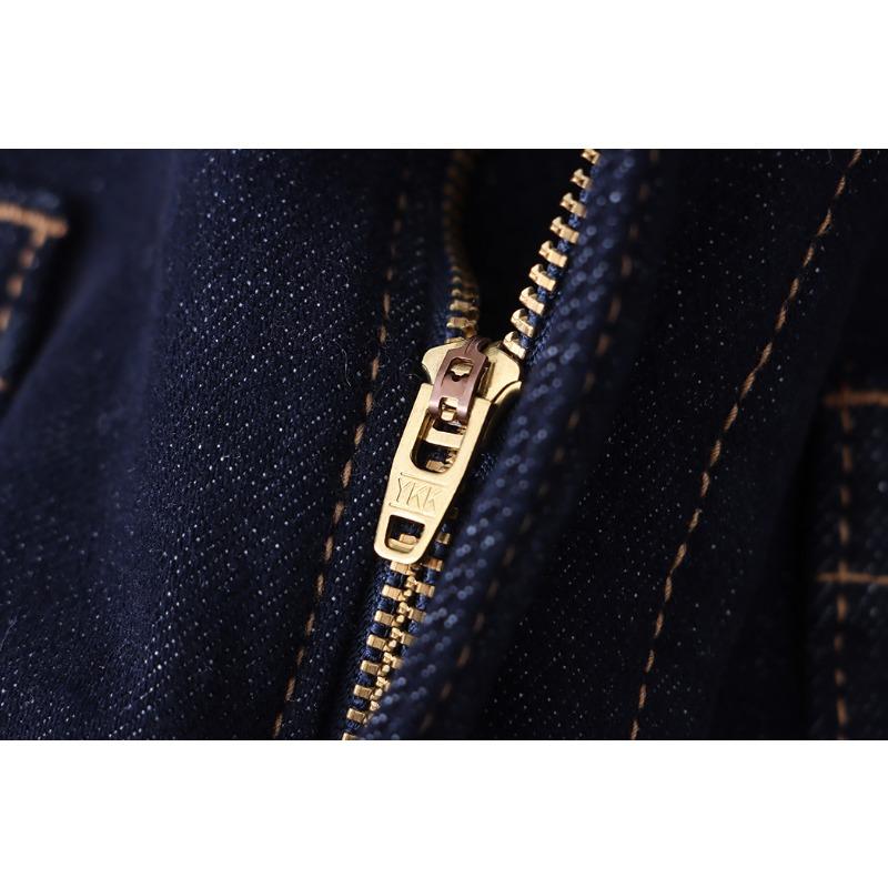 Regular Fit Vintage Bright Line Double Pocket Design Spliced Straight Leg Wide Jeans