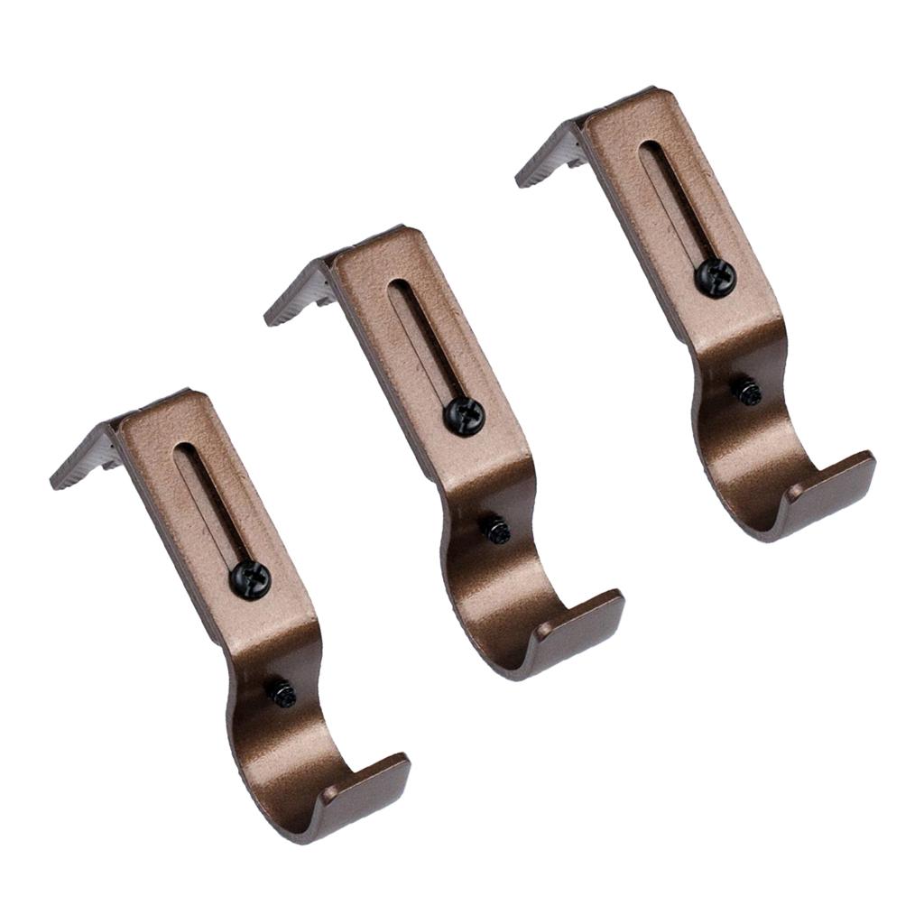 3Pieces Adjustable Curtain Rod Wall Bracket Holder for 0.98 Inch Rod,Durable, Silver/Brown/Black 3 Colors Optional
