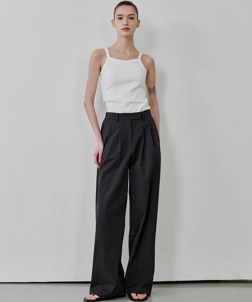MALOUPE 2176 Nylon Double-Pleat Pants (Dark Gray)
