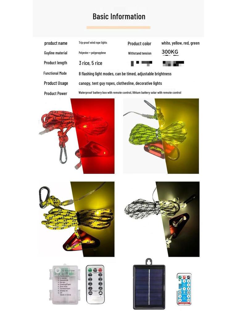 Waterproof LED String Lights: Luminous Wind Rope with Anti-Trip Feature for Lawn Decoration, Tent Camping, & Flashing Effects