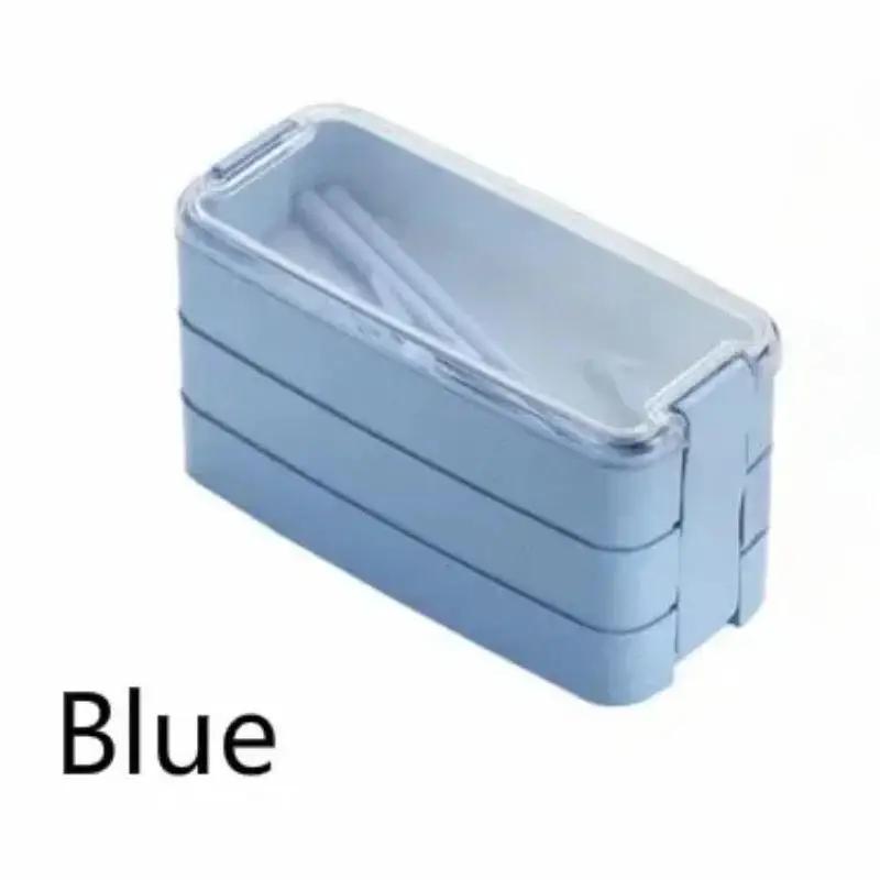Nordischer Stil Gesundes Material Lunchbox 3 Schichten Weizenstroh Bento Boxen Mikrowellengeschirr Lebensmittelaufbewahrungsbehälter Lunchboxen