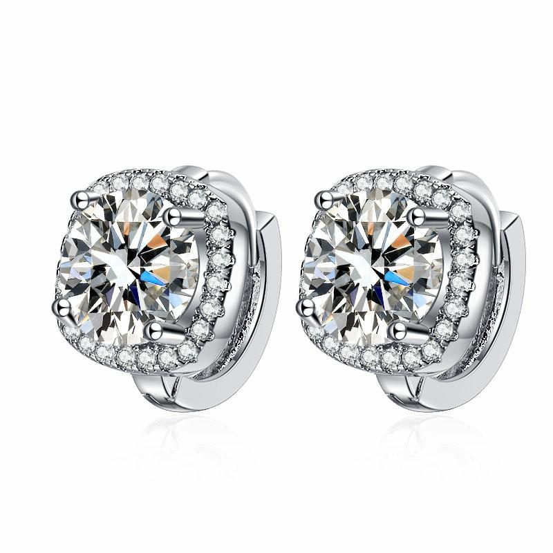 Simple Imitation Moissanite Square Bag Ear Buckle Women'S Niche Design Trend Creative Earrings