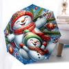 1pc Christmas Snowman Automatic Opening Folding Umbrella - 8 Bone Iron Frame, Portable Design for Fans, Travelers, Daily Use, Festive Gift.SS095