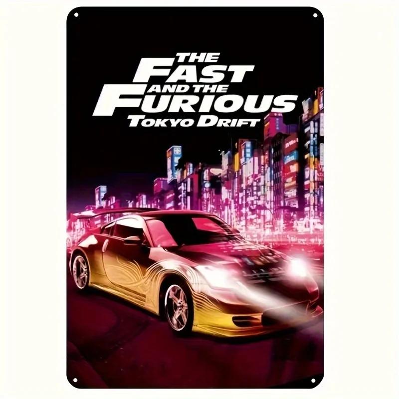 Nástěnné cedule Rychle a zběsile Vintage Regálový vůz Kovový plechový znak Plakátová deska Dekorace Bar Garáž Domácí dekorace Klasický plechový S