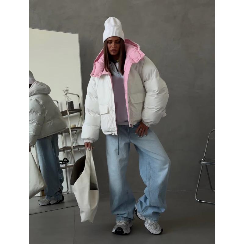 Detachable Hood Sleeves Puffy Padded Jacket Oversized Thick Winter Warm Chic Office Daily Women Coat