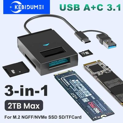 USB 3.1 To M.2 NVMe NGFF SSD Hard Drive Adapter Converter 10Gbps External Enclosure For SD TF Card Reader Type A+C