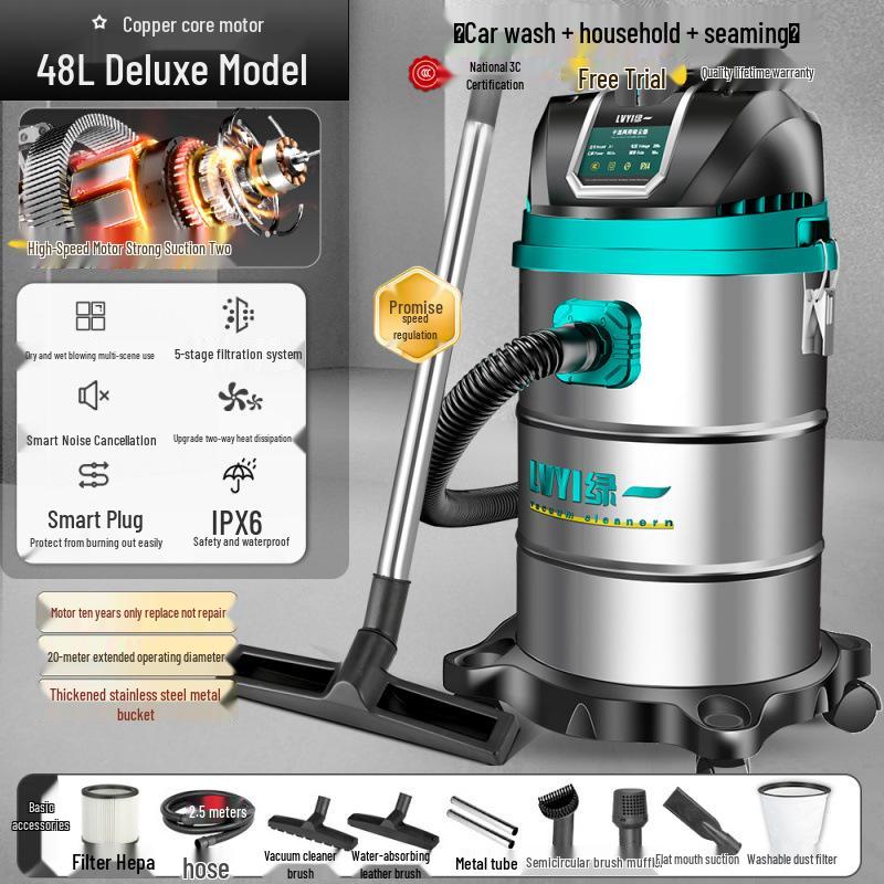 High-Power Industrial Vacuum Cleaner for Household, Car, and Commercial Use