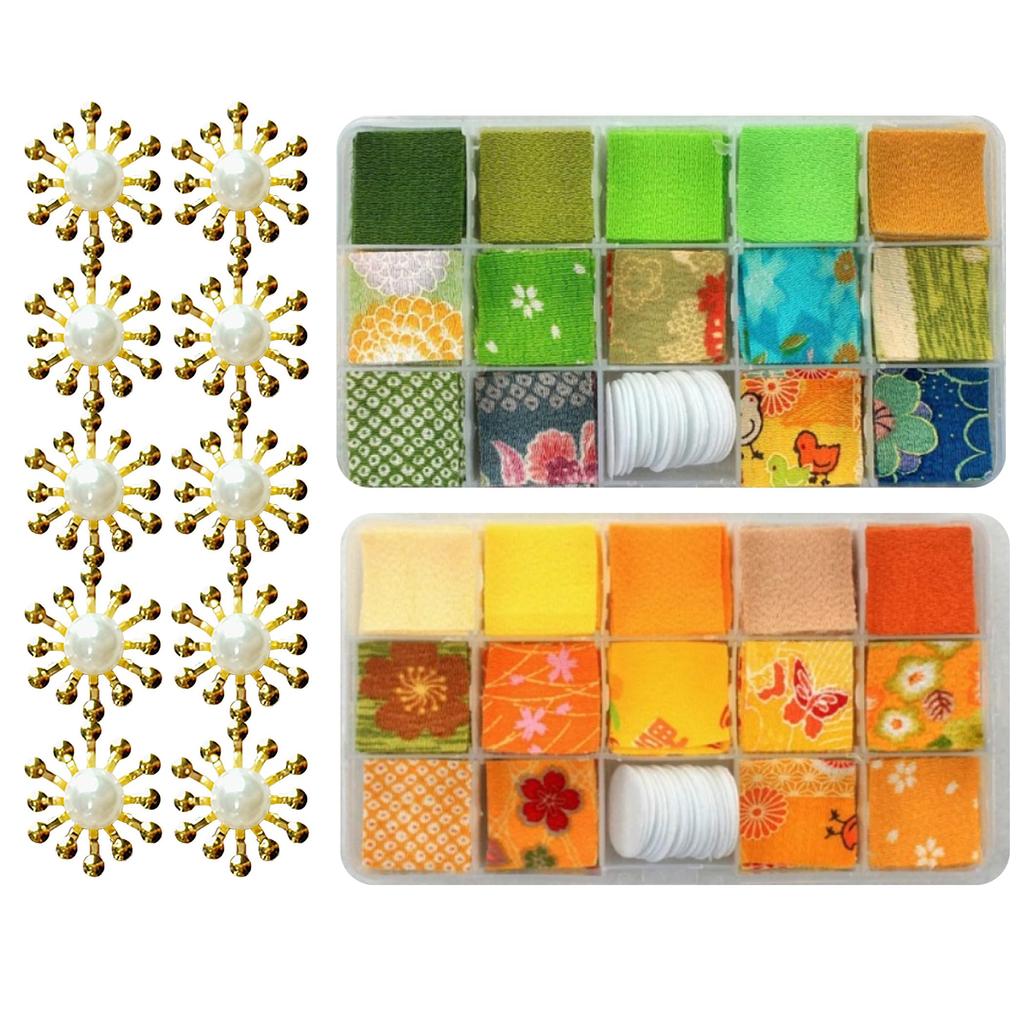HAMILO Kanzashi Set of 240 X Tsumami-Zaiku (Scratches) (Handmade Hairpins) - (Yellow Green)