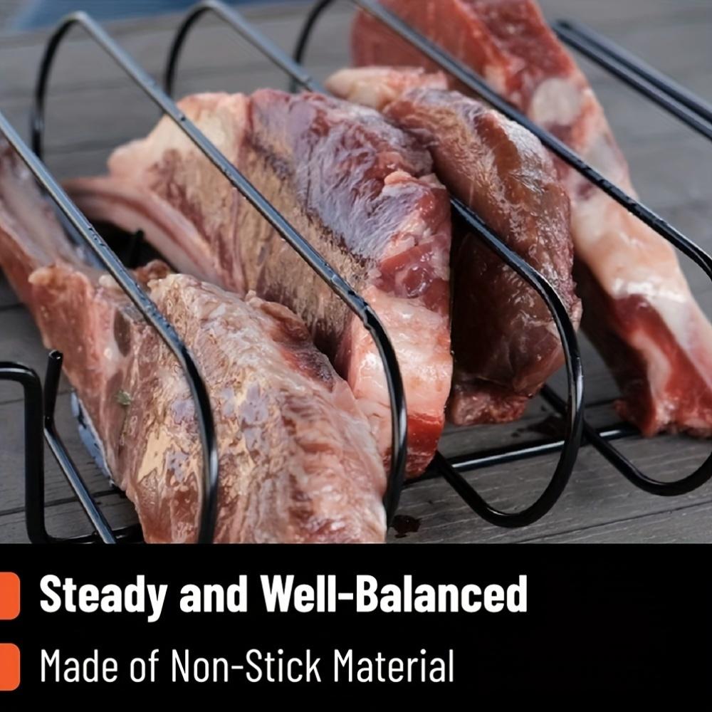 BBQ Rib Rack Non Stick Barbecue Rib Holder Steak Grill Rack Outdoor BBQ Meat Roasting Rack Grill Cooking Tool