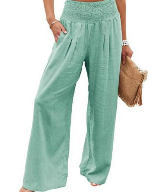 2026 Spring/Summer Women's Casual Loose Cotton Ruched Distressed Mid-rise Pants