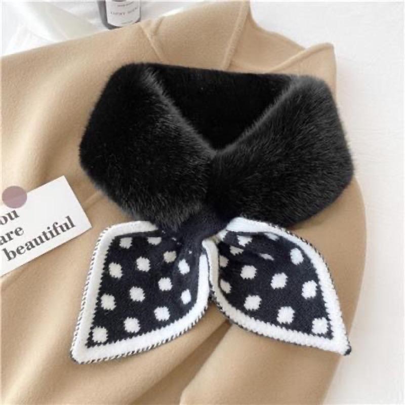 Plush Scarf Student Scarf  New Winter Style  All Match for Girls  Imitation Rabbit Fur  Thickened Cross High End Feel