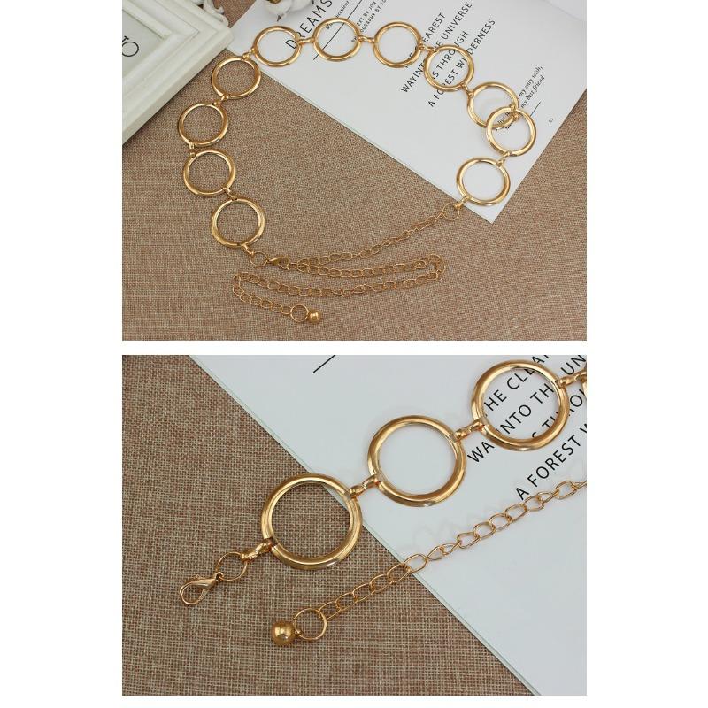 Spring/summer Korean Style Fashionable Elegant Gold Women's Waist Chain Dress Decoration Metal Large Ring Belt