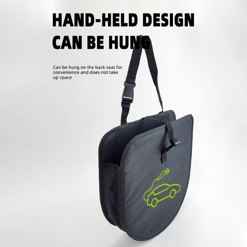 Portability Charging Cable Organizers With Modifiable Strap Durability Fabric For Electric Vehicle Accessories