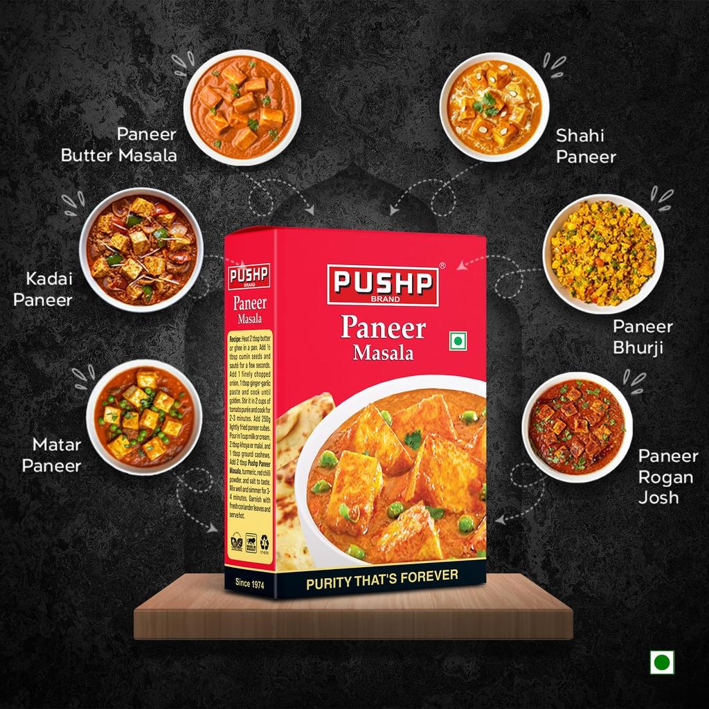 Pushp Paneer Masala Premium Indian Spice Blend For Authentic Vegetable Dishes Pack Of 1 100g Flavorful Cooking Seasoning