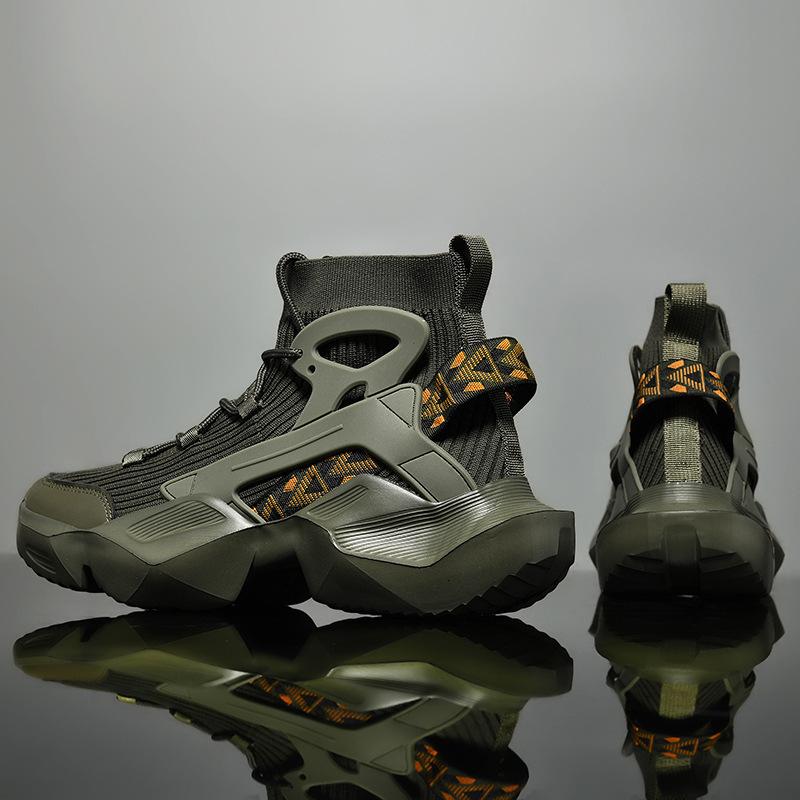 

Foreign trade men s trend dad shoes 2025 autumn fly-woven high-top casual sports shoes men s ultra-light large-size men s shoes 39